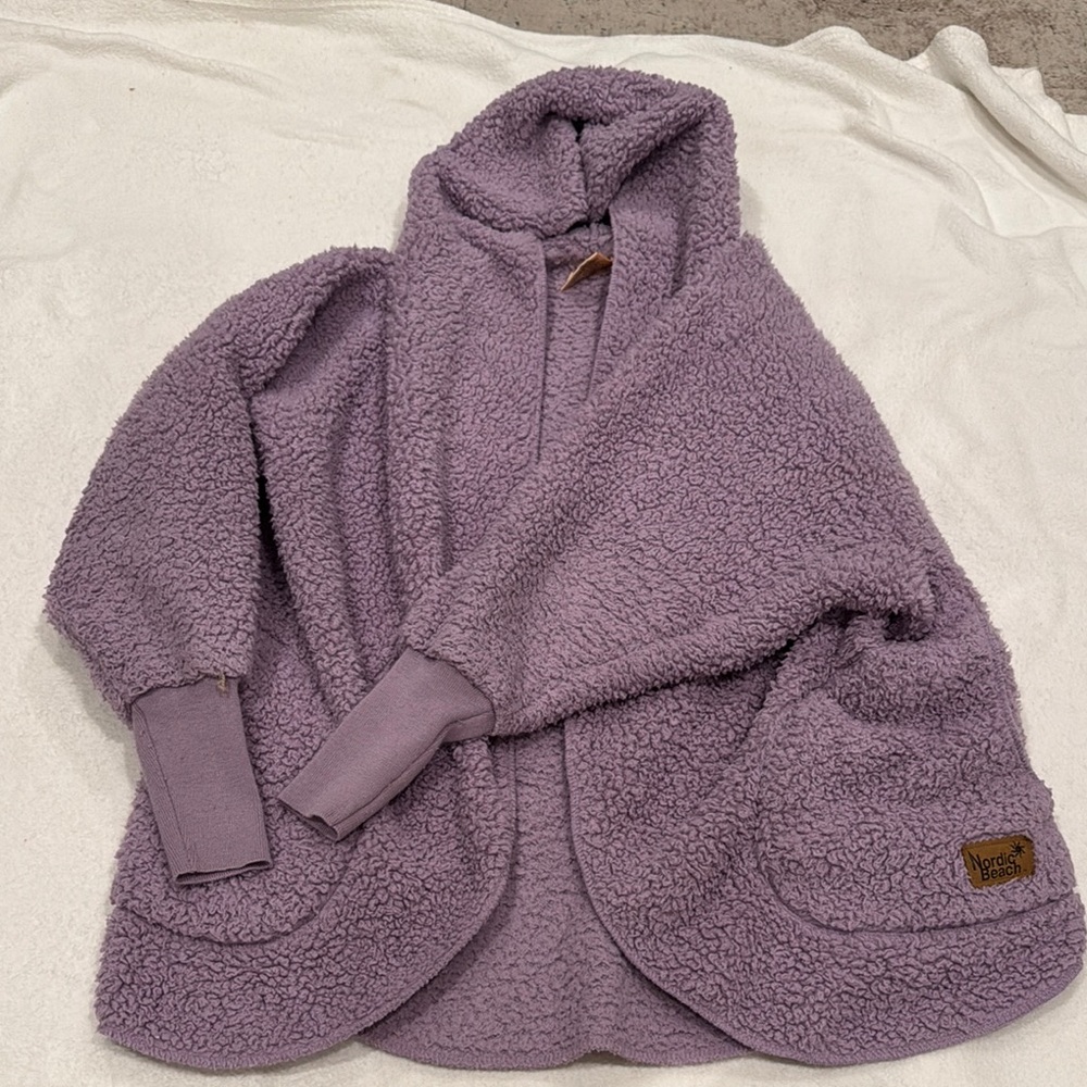 Nordic Beach Purple Sherpa Hooded Cardigan